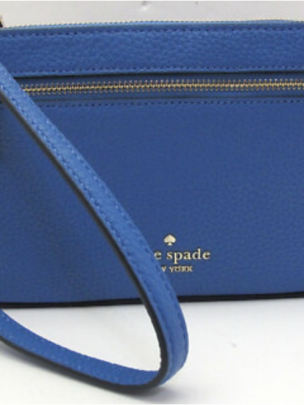 kate spade Leila Blue Pebbled Leather Convertible Wristlet with Gold Hardware - Picture 2 of 2
